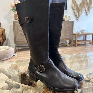 VTG square toe brown leather riding boots